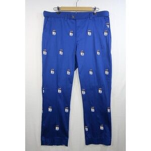 Loudmouth Golf Pants California Golf Club Bears 38 x 30 Preppy Blue Adjustable
